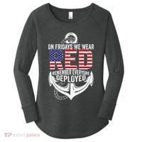 On Fridays We Wear Red Friday Navy Gift Distressed Women's Perfect Tri Tunic Long Sleeve Shirt thumb 0
