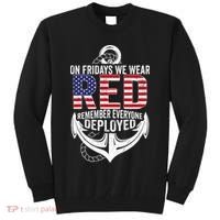 On Fridays We Wear Red Friday Navy Gift Distressed Tall Sweatshirt thumb 0