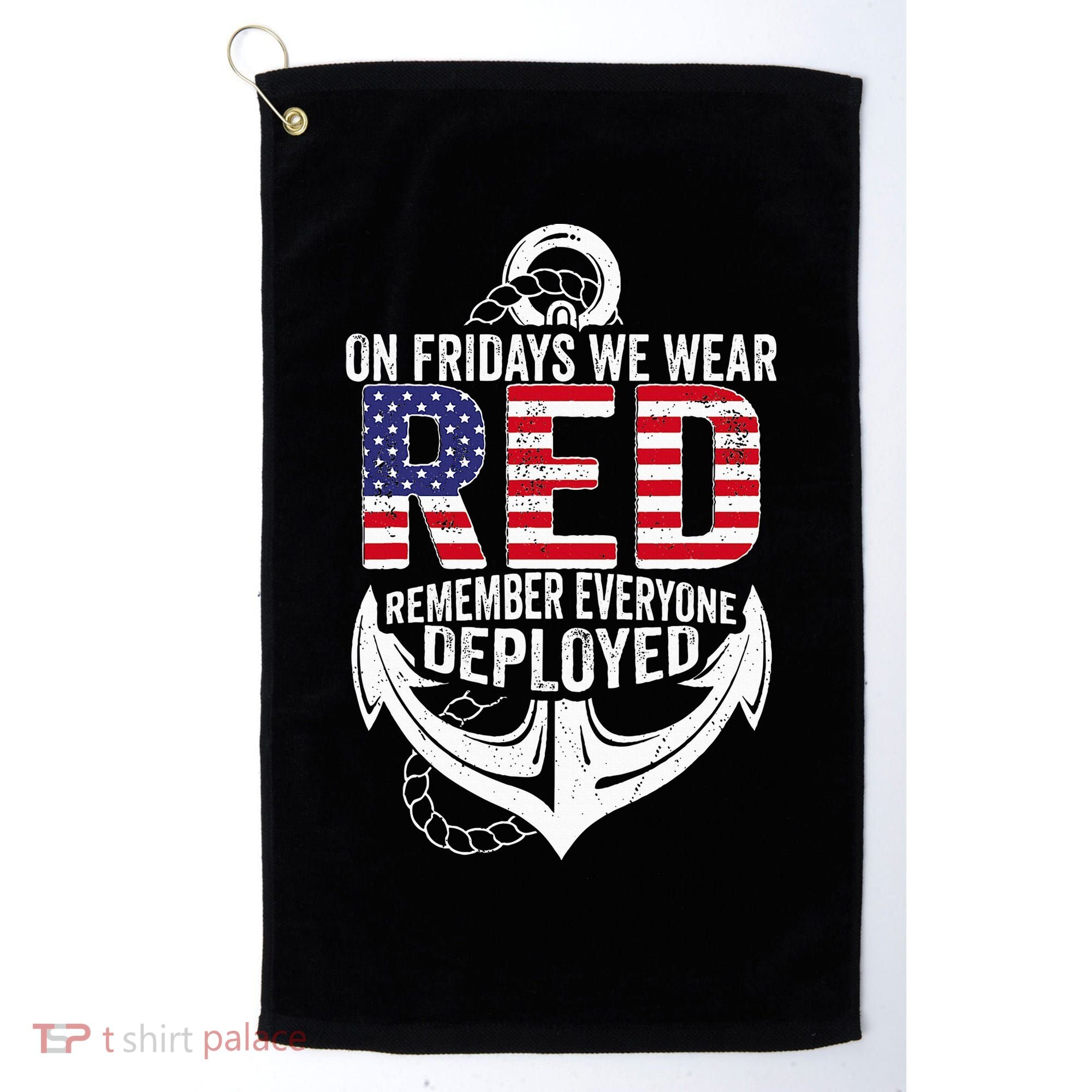 On Fridays We Wear Red Friday Navy Gift Distressed Golf Towel