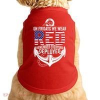 On Fridays We Wear Red Friday Navy Gift Distressed Doggie Tank thumb 0