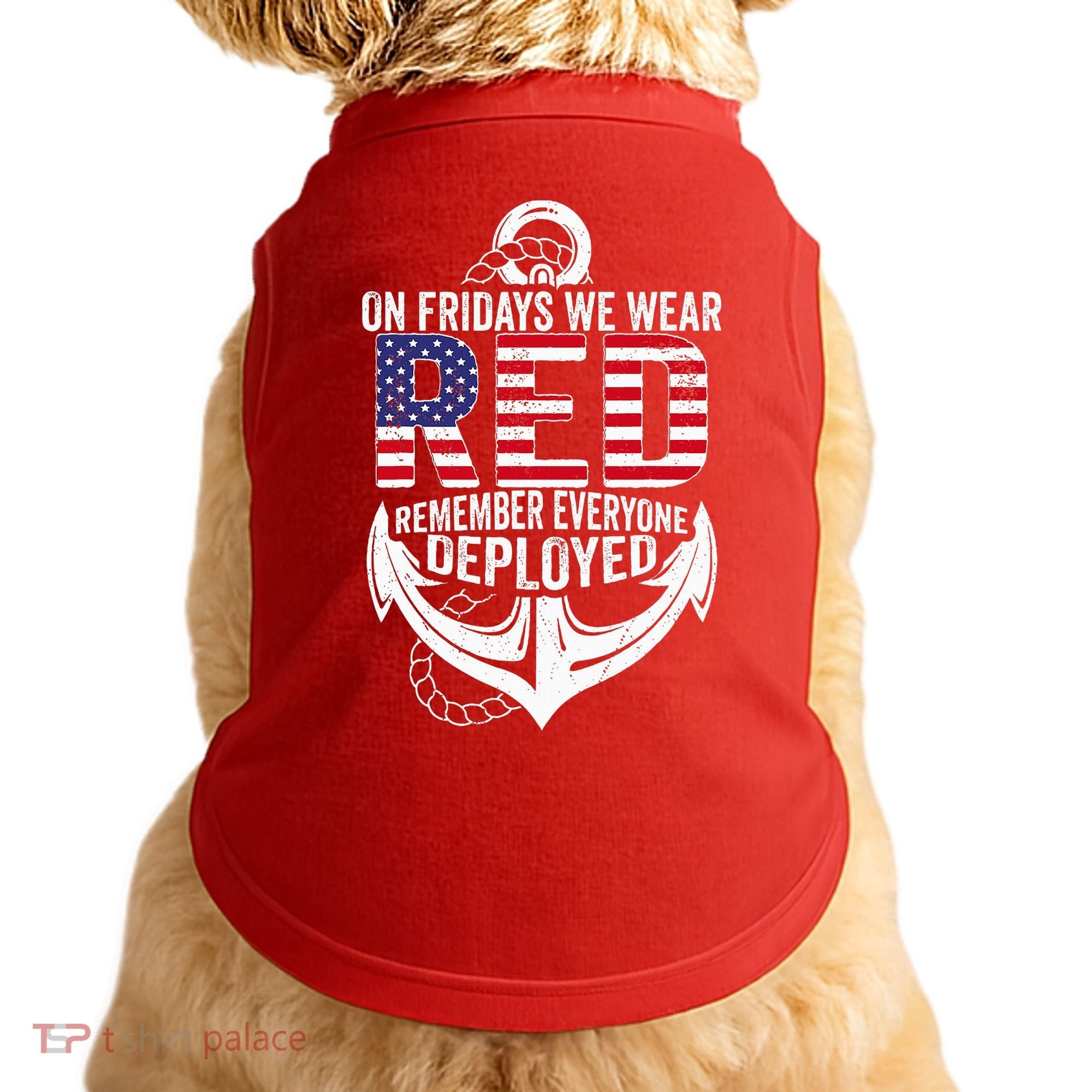 On Fridays We Wear Red Friday Navy Gift Distressed Doggie Tank