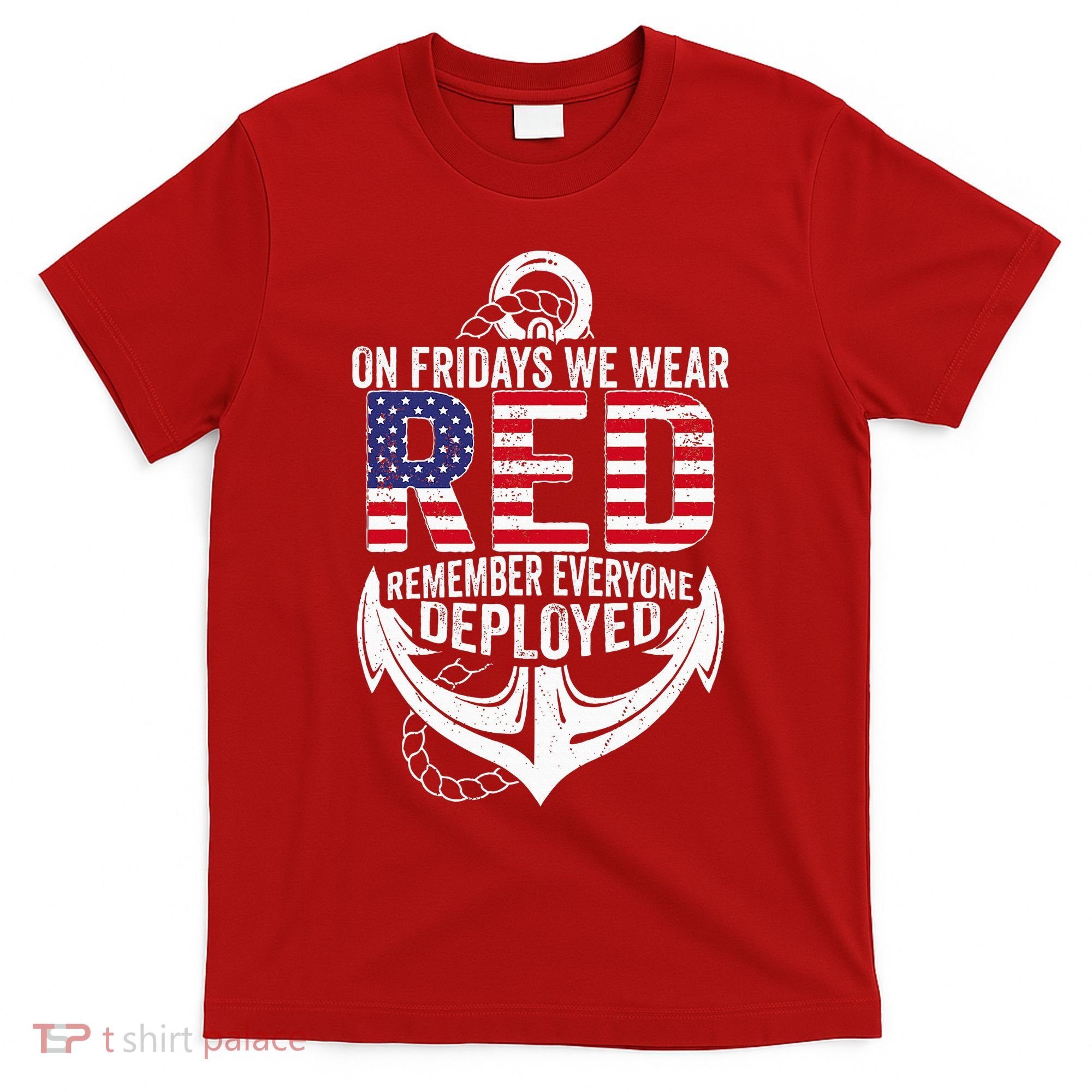 On Fridays We Wear Red Friday Navy Gift Distressed T-Shirt
