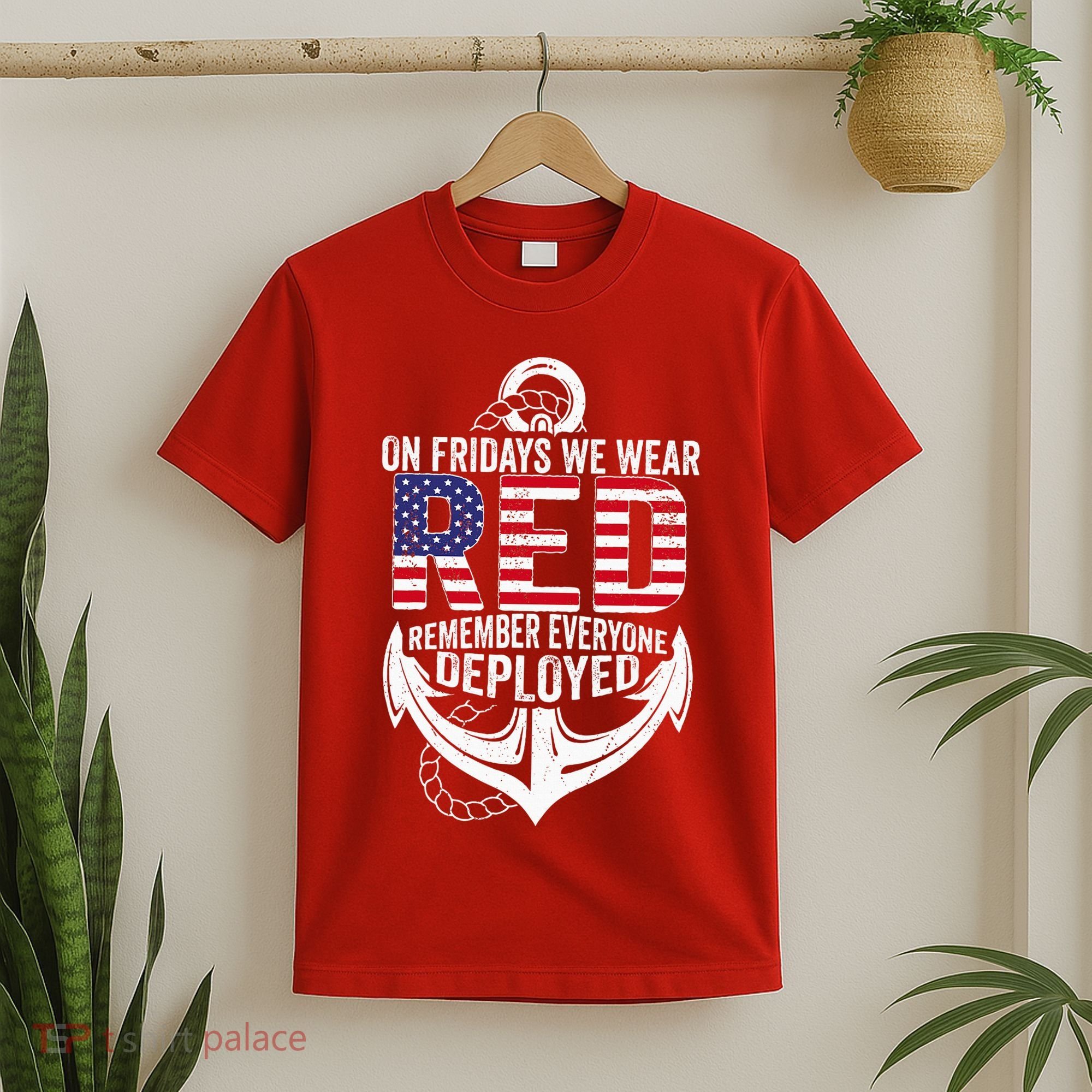 On Fridays We Wear Red Friday Navy Gift Distressed T-Shirt