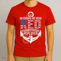 On Fridays We Wear Red Friday Navy Gift Distressed T-Shirt thumb 3
