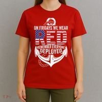 On Fridays We Wear Red Friday Navy Gift Distressed T-Shirt thumb 4