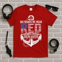 On Fridays We Wear Red Friday Navy Gift Distressed T-Shirt thumb 5