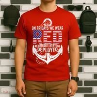 On Fridays We Wear Red Friday Navy Gift Distressed T-Shirt thumb 6