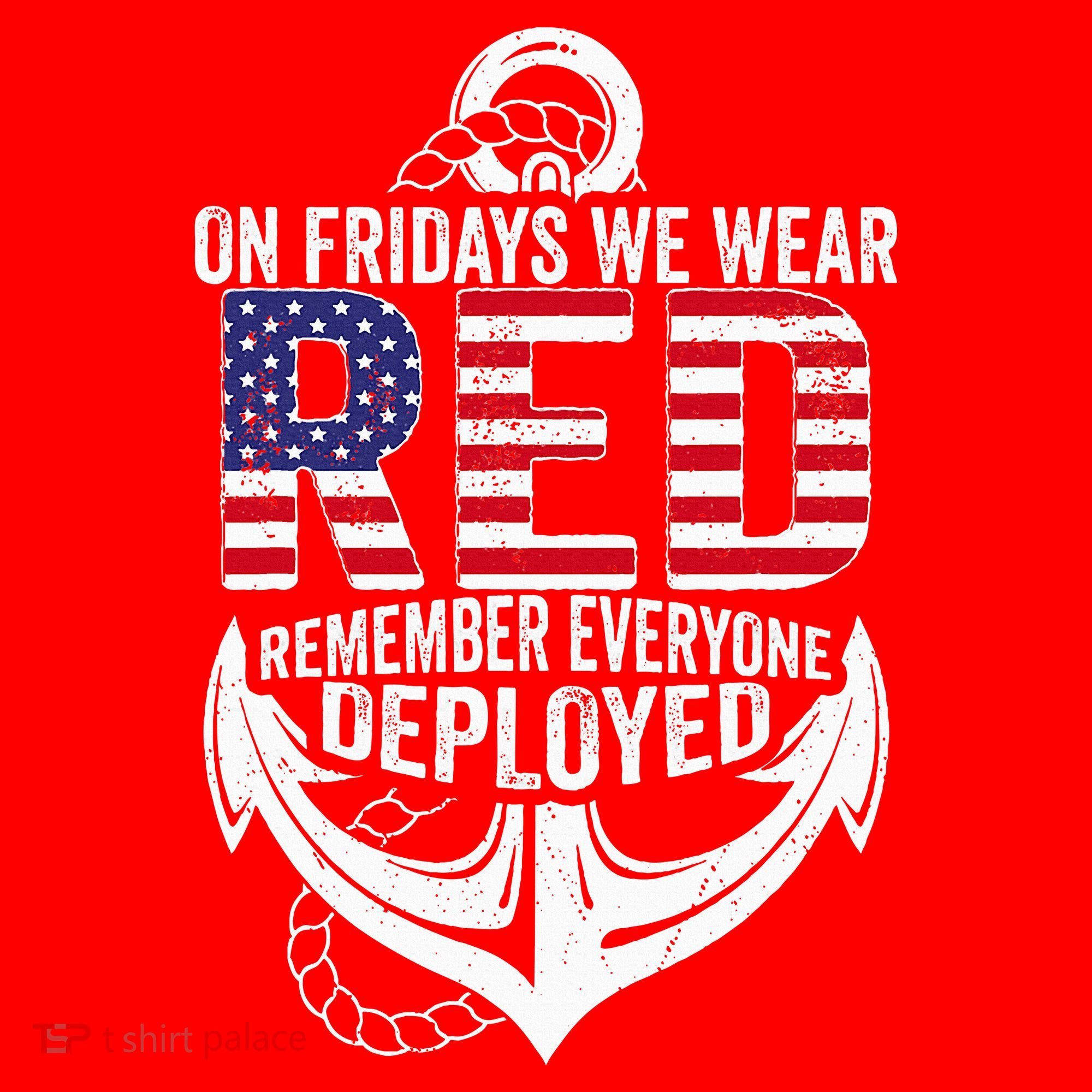On Fridays We Wear Red Friday Navy Gift Distressed T-Shirt