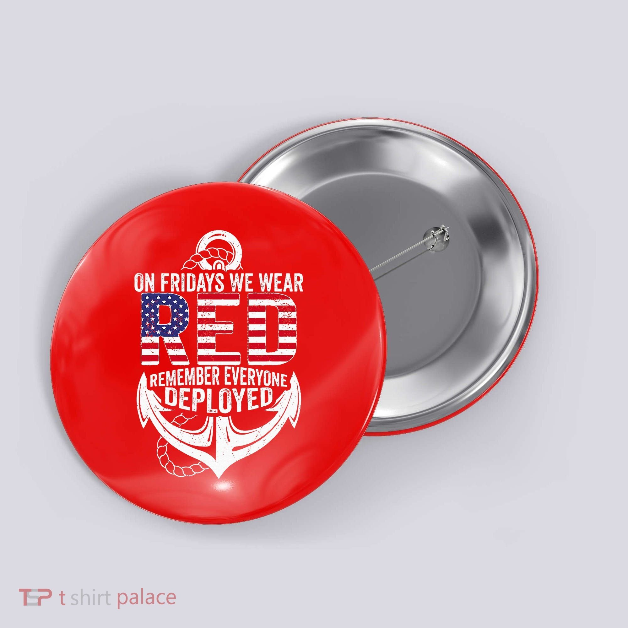 On Fridays We Wear Red Friday Navy Gift Distressed Button