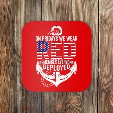 On Fridays We Wear Red Friday Navy Gift Distressed Coaster