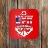 On Fridays We Wear Red Friday Navy Gift Distressed Coaster thumb 0