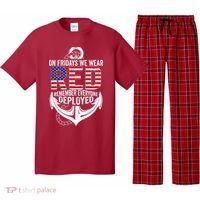 On Fridays We Wear Red Friday Navy Gift Distressed Pajama Set thumb 0