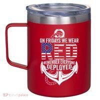 On Fridays We Wear Red Friday Navy Gift Distressed 12oz Stainless Steel Coffee Mug thumb 2