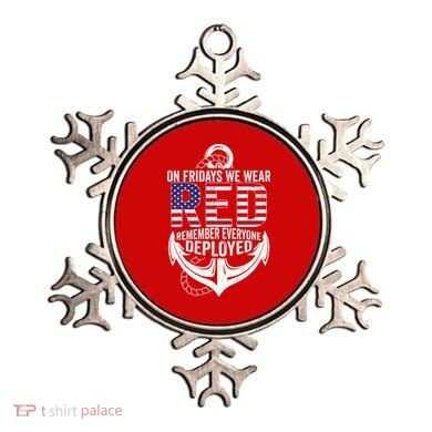 On Fridays We Wear Red Friday Navy Gift Distressed Ornament