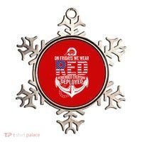 On Fridays We Wear Red Friday Navy Gift Distressed Ornament thumb 0