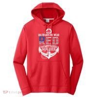 On Fridays We Wear Red Friday Navy Gift Distressed Performance Fleece Hoodie thumb 0