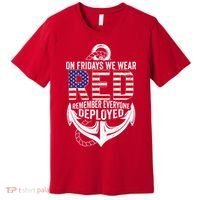 On Fridays We Wear Red Friday Navy Gift Distressed Premium T-Shirt thumb 0
