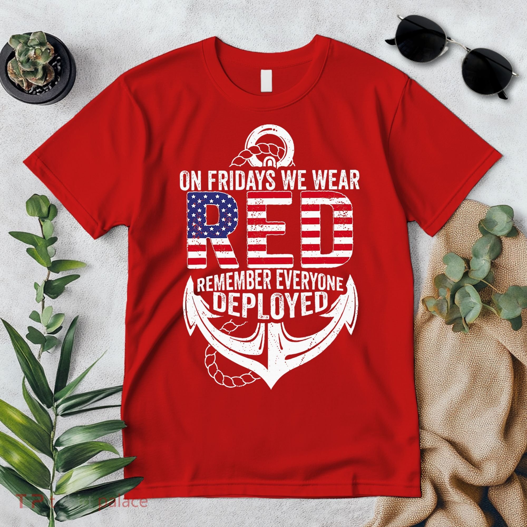 On Fridays We Wear Red Friday Navy Gift Distressed Premium T-Shirt