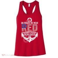 On Fridays We Wear Red Friday Navy Gift Distressed Women's Tank Top thumb 0