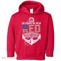 On Fridays We Wear Red Friday Navy Gift Distressed Toddler Hoodie thumb 0