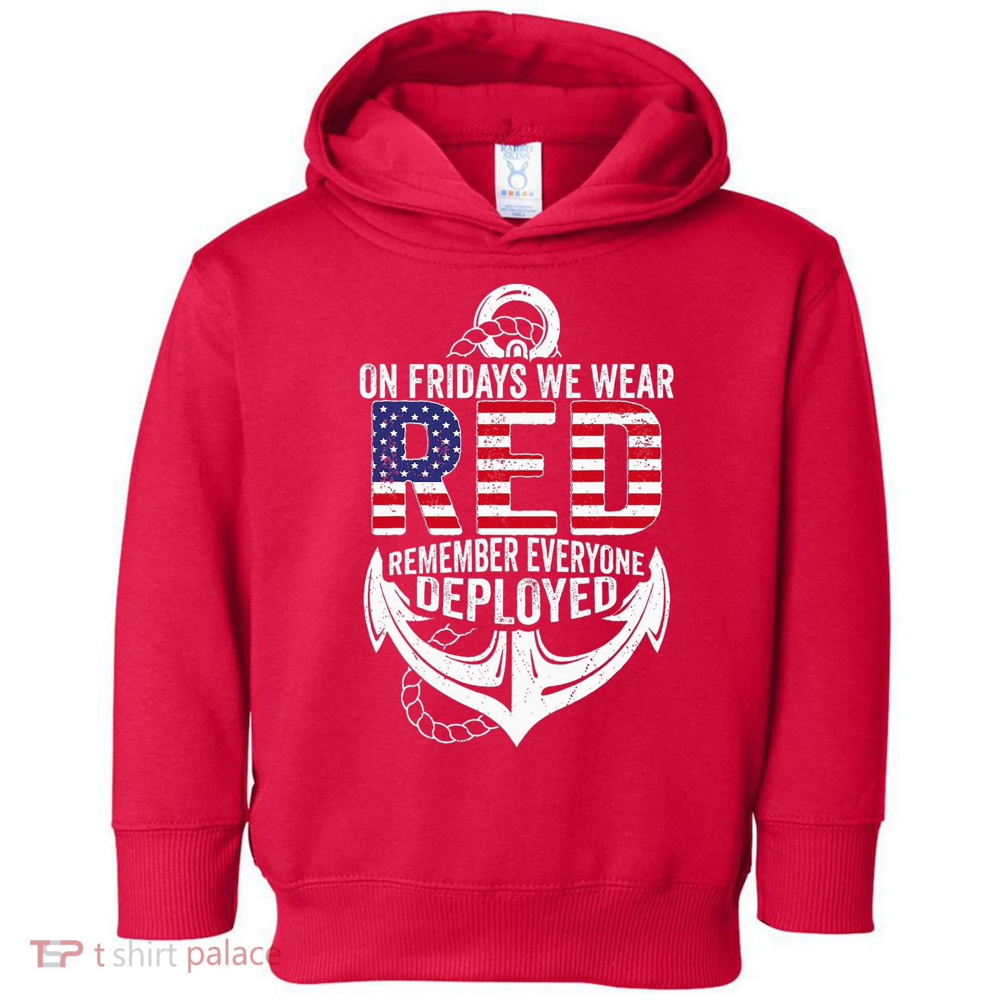 On Fridays We Wear Red Friday Navy Gift Distressed Toddler Hoodie