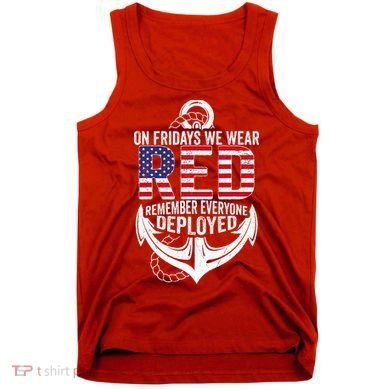 On Fridays We Wear Red Friday Navy Gift Distressed Tank Top