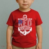 On Fridays We Wear Red Friday Navy Gift Distressed Toddler T-Shirt thumb 2