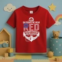 On Fridays We Wear Red Friday Navy Gift Distressed Toddler T-Shirt thumb 3
