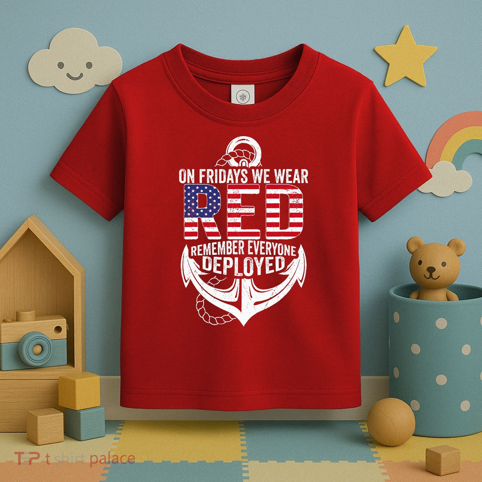 On Fridays We Wear Red Friday Navy Gift Distressed Toddler T-Shirt