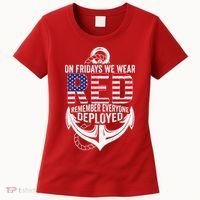 On Fridays We Wear Red Friday Navy Gift Distressed Women's T-Shirt thumb 0