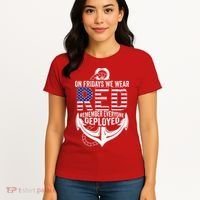 On Fridays We Wear Red Friday Navy Gift Distressed Women's T-Shirt thumb 4