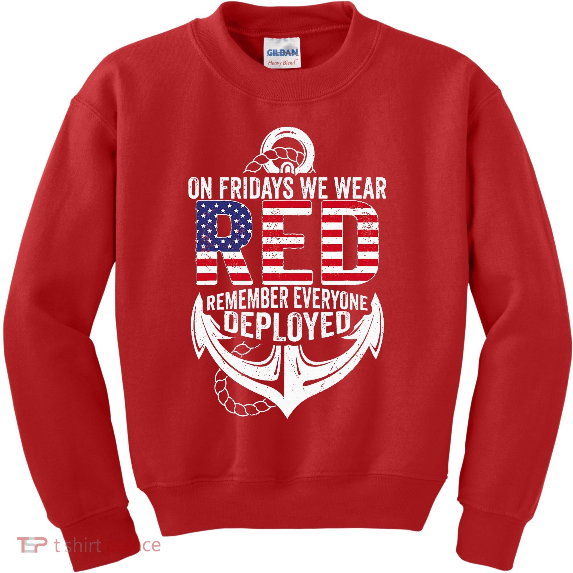 On Fridays We Wear Red Friday Navy Gift Distressed Kids Sweatshirt
