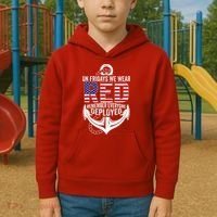 On Fridays We Wear Red Friday Navy Gift Distressed Kids Hoodie thumb 2