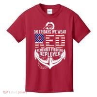 On Fridays We Wear Red Friday Navy Gift Distressed Kids T-Shirt thumb 0