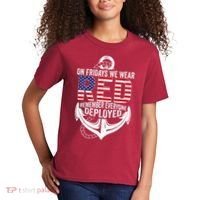 On Fridays We Wear Red Friday Navy Gift Distressed Kids T-Shirt thumb 2