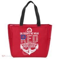 On Fridays We Wear Red Friday Navy Gift Distressed Tote Bag thumb 0