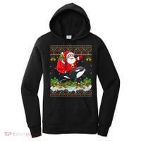 Orca Fish Xmas Pajama Ugly Santa Riding Orca Christmas Gift Women's Hoodie thumb 0