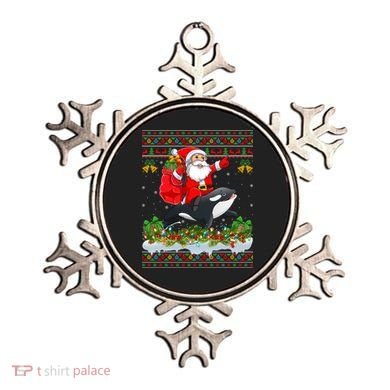 Orca Fish Xmas Pajama Ugly Santa Riding Orca Christmas Gift Ornament