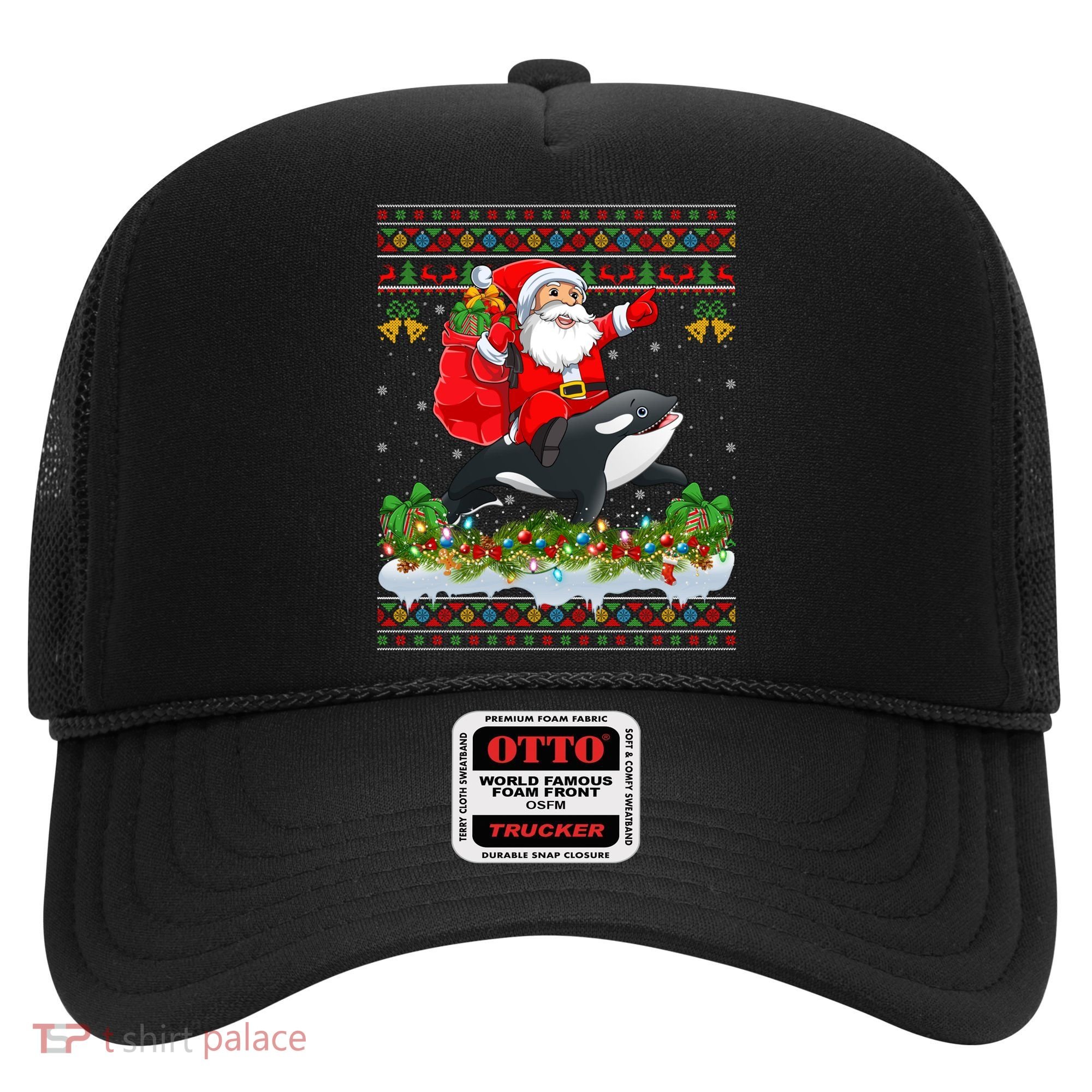 Orca Fish Xmas Pajama Ugly Santa Riding Orca Christmas Gift Hat