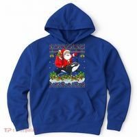 Orca Fish Xmas Pajama Ugly Santa Riding Orca Christmas Gift Hoodie thumb 0