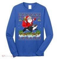 Orca Fish Xmas Pajama Ugly Santa Riding Orca Christmas Gift Long Sleeve Shirt thumb 0