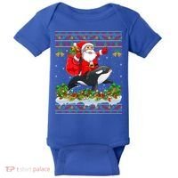 Orca Fish Xmas Pajama Ugly Santa Riding Orca Christmas Gift Baby Bodysuit thumb 0