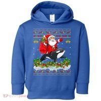 Orca Fish Xmas Pajama Ugly Santa Riding Orca Christmas Gift Toddler Hoodie thumb 0