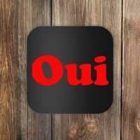 Oui French Yes Red Retro 90s Coaster thumb 0