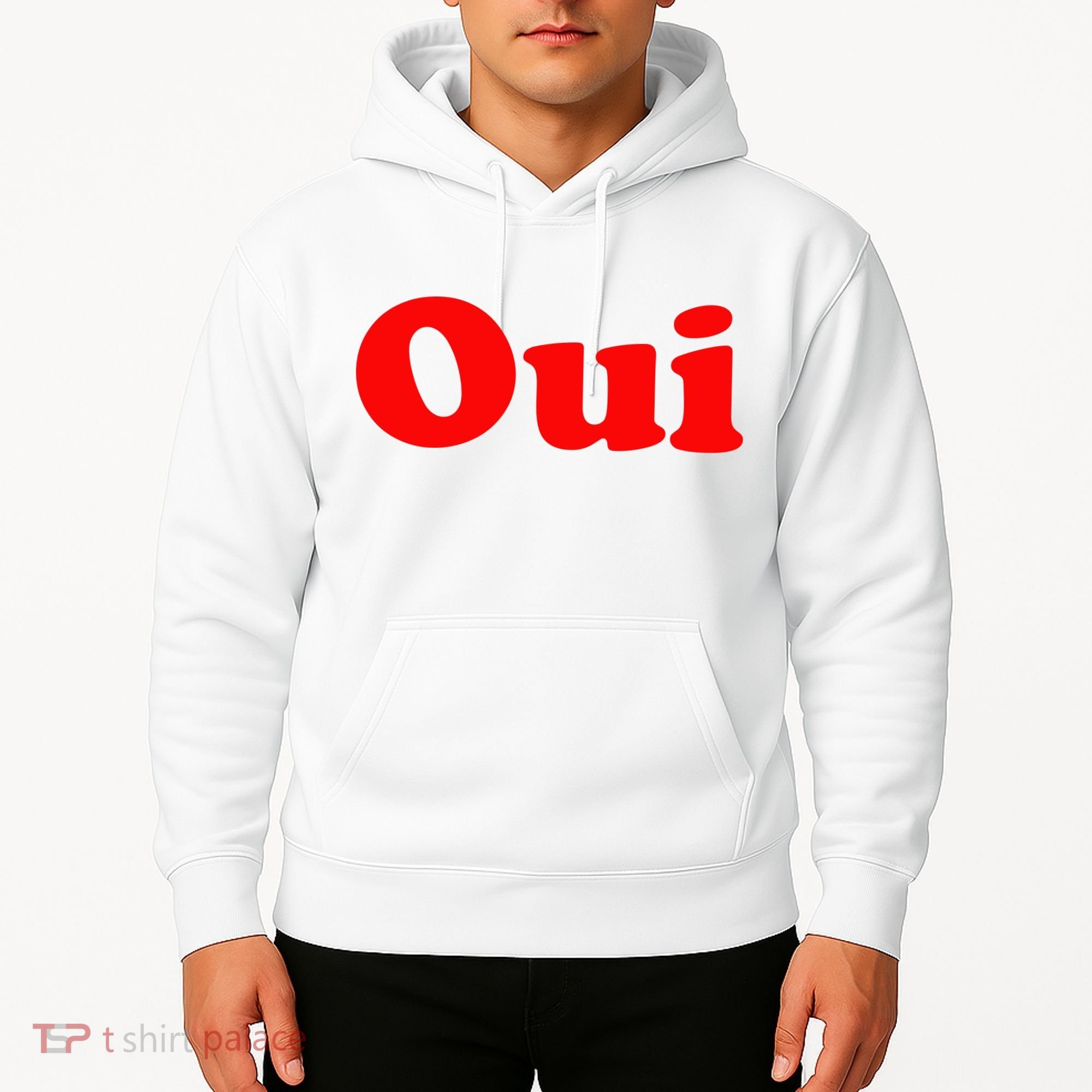 Oui French Yes Red Retro 90s Hoodie