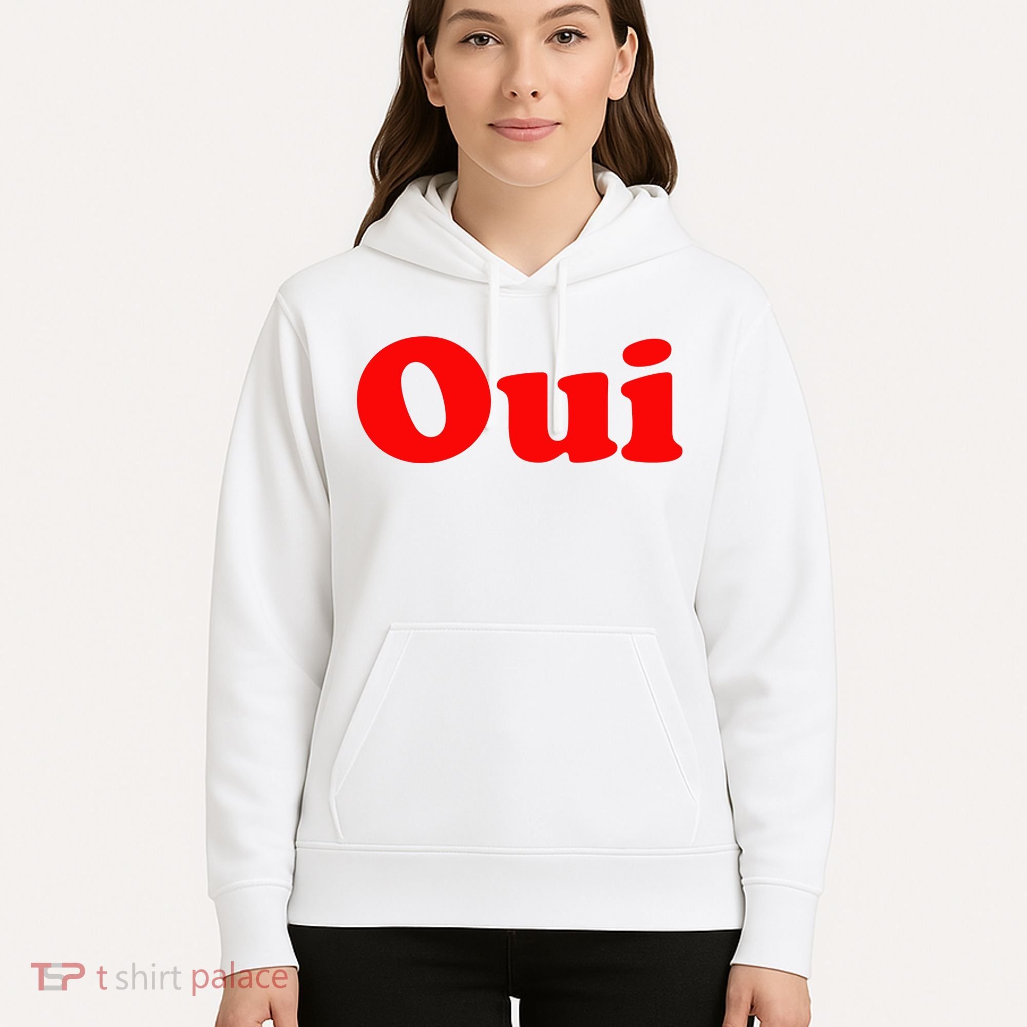Oui French Yes Red Retro 90s Hoodie