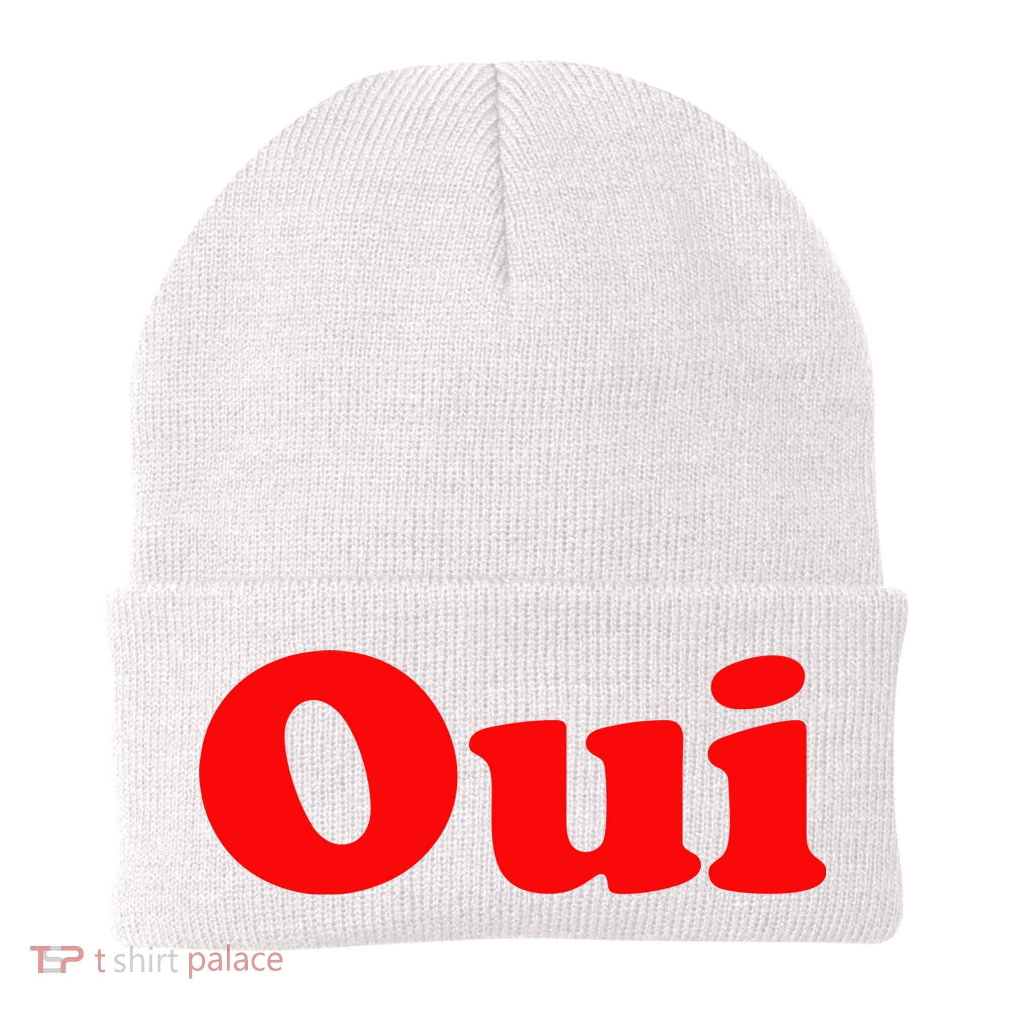 Oui French Yes Red Retro 90s Beanie