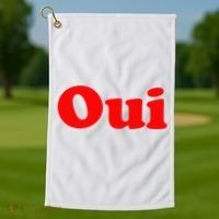 Oui French Yes Red Retro 90s Golf Towel thumb 1