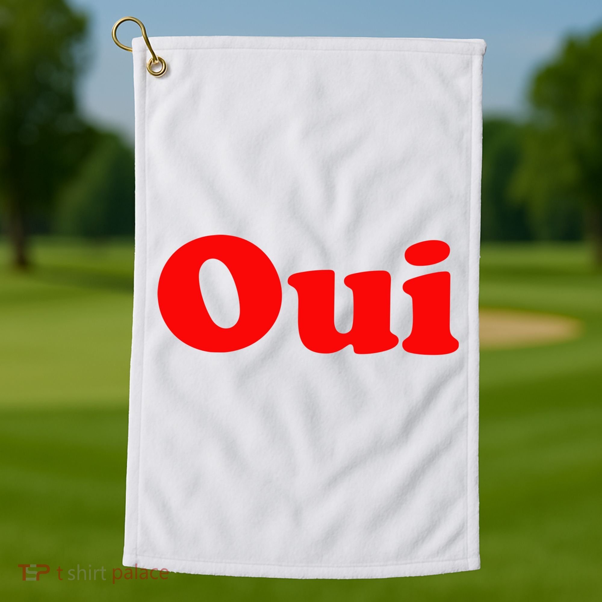 Oui French Yes Red Retro 90s Golf Towel