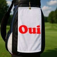 Oui French Yes Red Retro 90s Golf Towel thumb 2